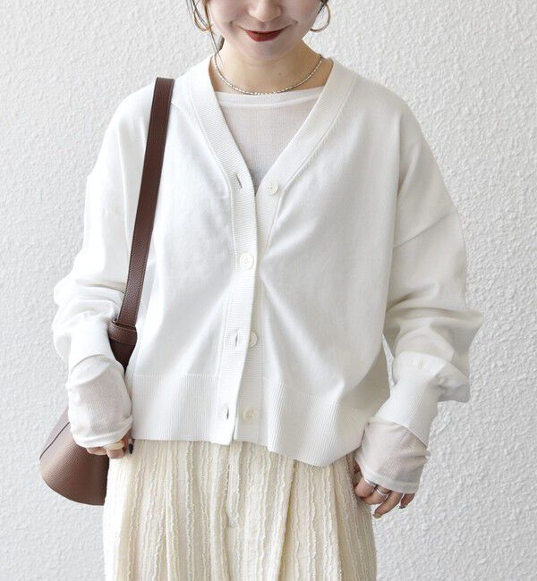 SHIPS any「SHIPS any:〈手洗い可能〉コットン ミックス Vネック コンパクト カーディガン」|カーディガン|