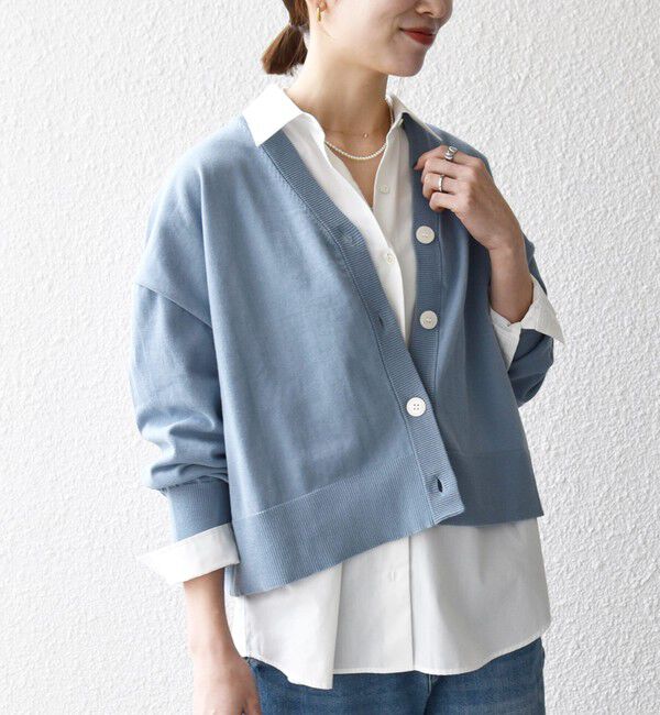 SHIPS any「SHIPS any:〈手洗い可能〉コットン ミックス Vネック コンパクト カーディガン」|カーディガン|