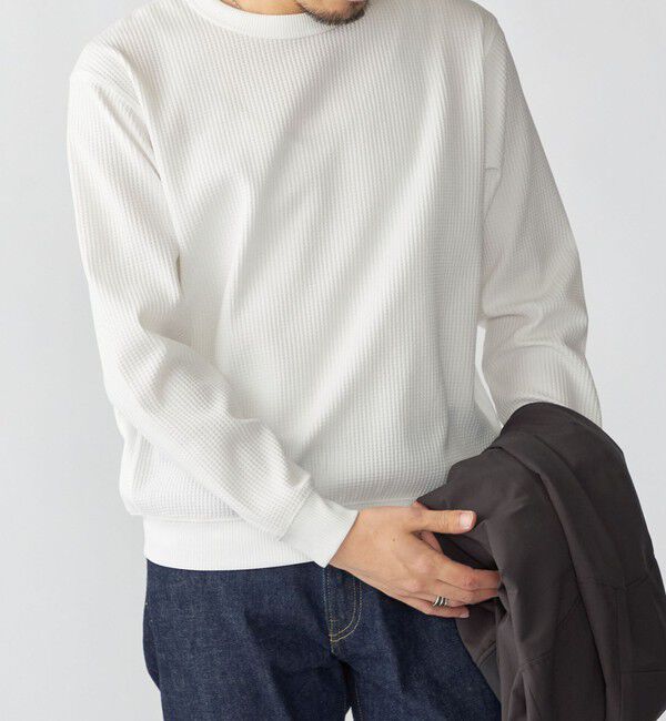 SHIPS「SHIPS:  〈軽量/UVカット〉SPEEDRY(R) ワッフル ロングスリーブ」|Tシャツ・カットソー|オフホワイト