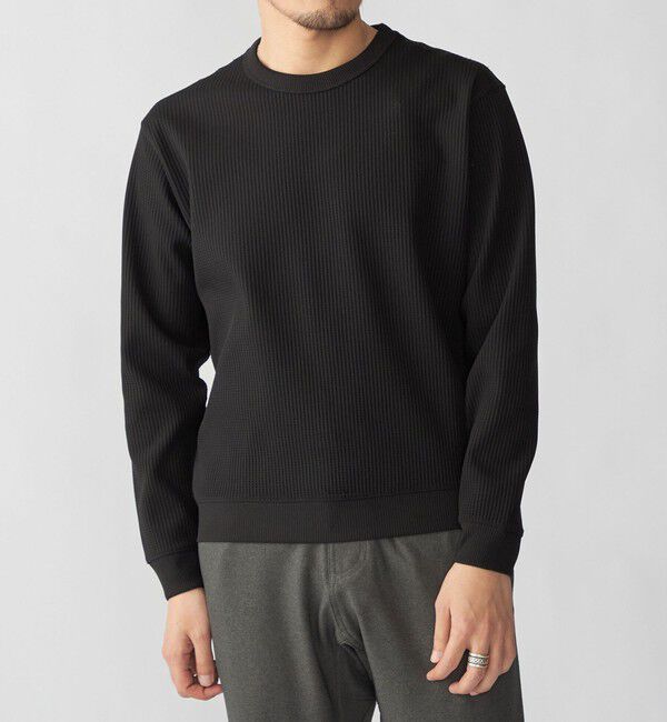 SHIPS「SHIPS:  〈軽量/UVカット〉SPEEDRY(R) ワッフル ロングスリーブ」|Tシャツ・カットソー|ブラック