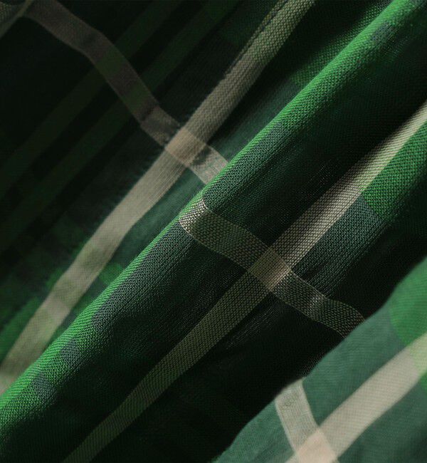 quaranciel「quaranciel:〈手洗い可能〉シアー チェック クルーネック ギャザー ワンピース」|ワンピース|