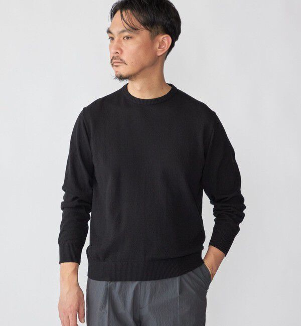 SHIPS「SHIPS: 14ゲージ アムンゼン クルーネック ロングスリーブ ニット」|ニット・セーター|ブラック
