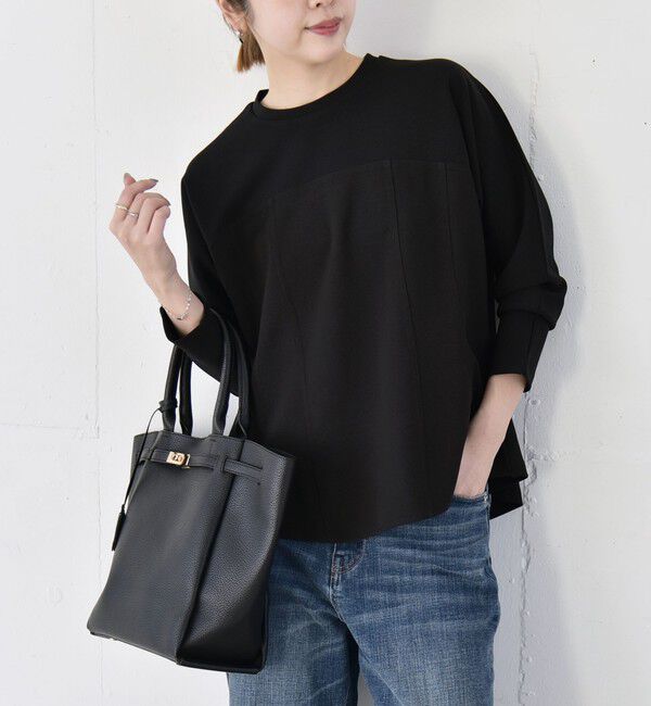 quaranciel「quaranciel:〈洗濯機可能〉カットジョーゼット ドッキング コルセット プルオーバー」|Tシャツ・カットソー|ブラック