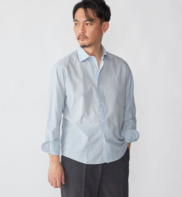 SHIPS「SHIPS: スムース テックス ワイドカラー シャツ」|シャツ・ブラウス|ライトブルー