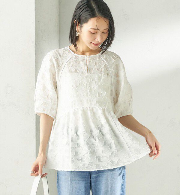 SHIPS for women「〈手洗い可能〉ジャカード ペプラム ブラウス」|シャツ・ブラウス|