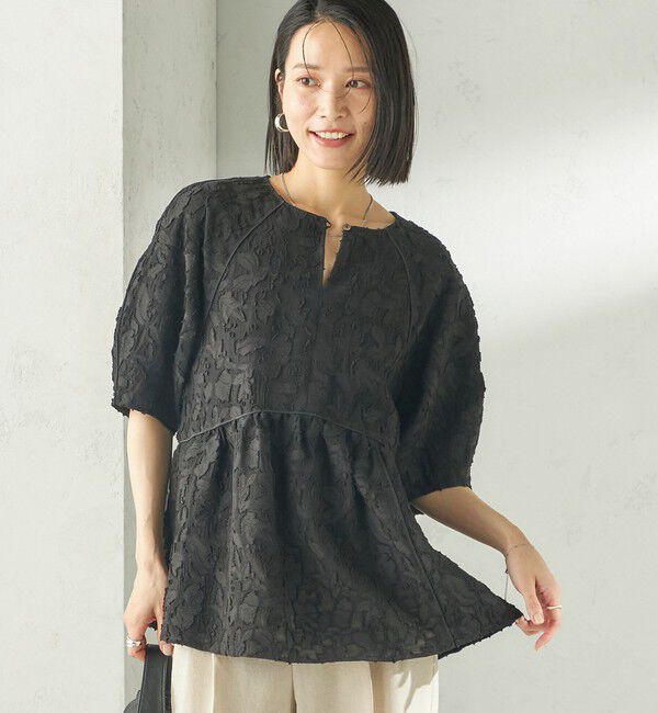 SHIPS for women「〈手洗い可能〉ジャカード ペプラム ブラウス」|シャツ・ブラウス|