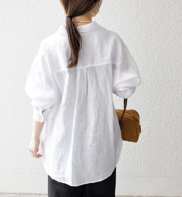 SHIPS any「SHIPS any:〈洗濯機可能〉リネン 刺繍 レギュラー ルーズ シャツ」|シャツ・ブラウス|