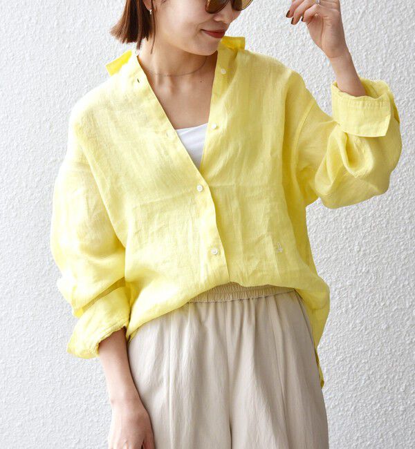 SHIPS any「SHIPS any:〈洗濯機可能〉リネン 刺繍 レギュラー ルーズ シャツ」|シャツ・ブラウス|