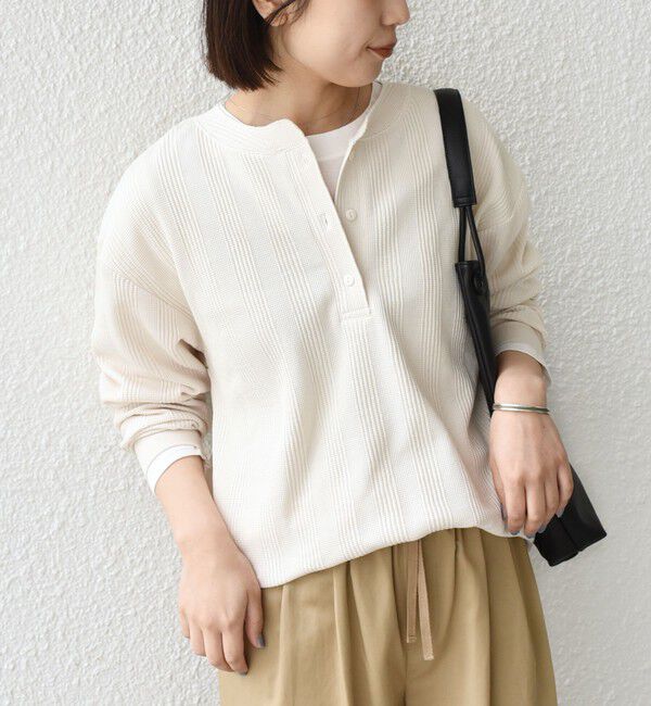 SHIPS Colors 「SHIPS Colors:〈手洗い可能〉変形ワッフル ヘンリーネック プルオーバー」|Tシャツ・カットソー|