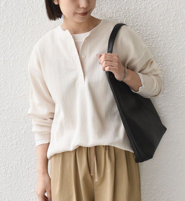 SHIPS Colors 「SHIPS Colors:〈手洗い可能〉変形ワッフル ヘンリーネック プルオーバー」|Tシャツ・カットソー|