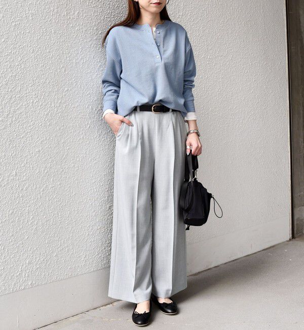 SHIPS Colors 「SHIPS Colors:〈手洗い可能〉変形ワッフル ヘンリーネック プルオーバー」|Tシャツ・カットソー|