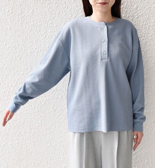 SHIPS Colors 「SHIPS Colors:〈手洗い可能〉変形ワッフル ヘンリーネック プルオーバー」|Tシャツ・カットソー|