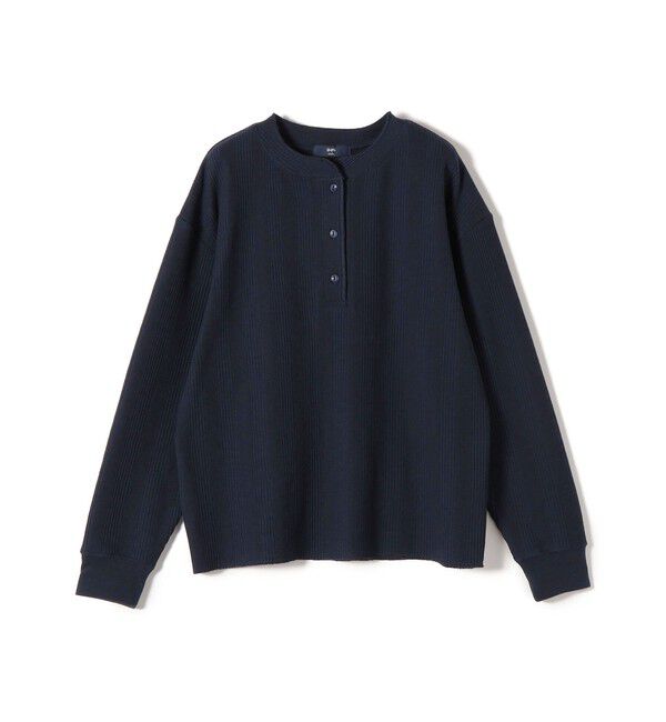 SHIPS Colors 「SHIPS Colors:〈手洗い可能〉変形ワッフル ヘンリーネック プルオーバー」|Tシャツ・カットソー|ネイビー
