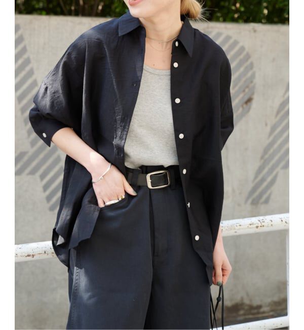 OUTDOOR PRODUCTS Usual Things「追加レ ーヨンリネンシャツ」|シャツ・ブラウス|ブラック