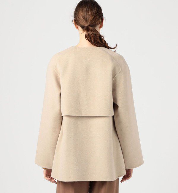 GALERIE VIE「ウールダブルフェイス カラーレス ショートトレンチコート」|ノーカラーコート|