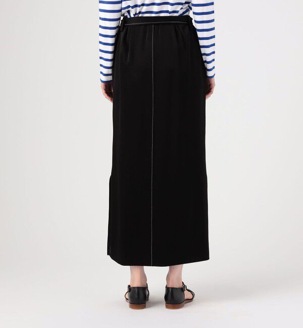 MACPHEE「トリアセテートポリエステルサテン ベルテッドマキシスカート」|タイト|