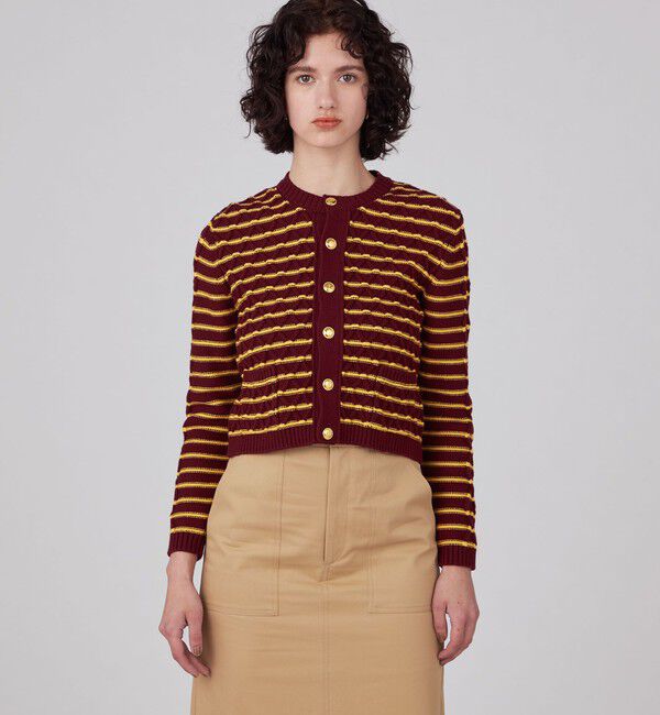 MACPHEE「ハイブリットコットンケーブル クルーネックカーディガン」|カーディガン|