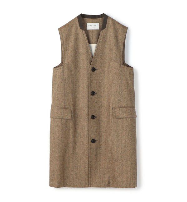 MACPHEE「ウールサキソニー ロングジレ」|ベスト・ジレ|44 ベージュ系