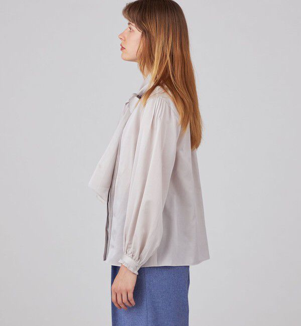 Ballsey「コットンシルクサテン ピンタックボウタイブラウス」|シャツ・ブラウス|