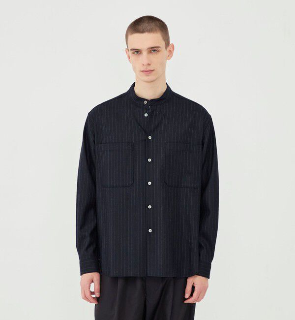 GALERIE VIE「ライトフラノストレッチ スタンドカラーシャツ」|シャツ・ブラウス|