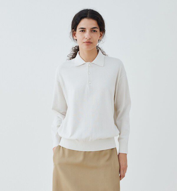 GALERIE VIE「プレーンコットン ポロプルオーバー」|ニット・セーター|