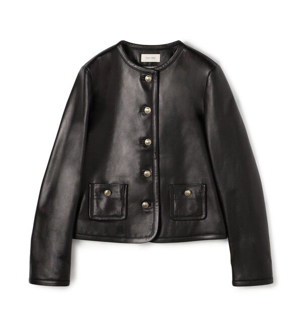 DES PRES「ラムレザー クルーネックジャケット」|ノーカラージャケット|19 ブラック