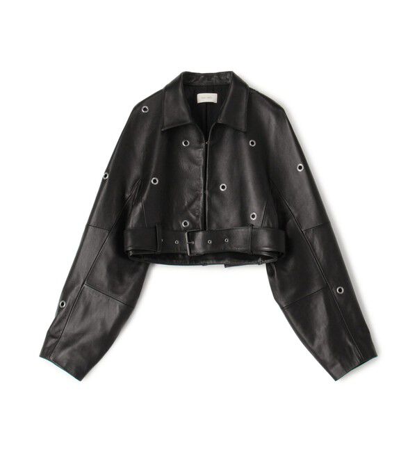 DES PRES「ラムレザーアイレット クロップドブルゾン」|ライダースジャケット|18 ブラック系