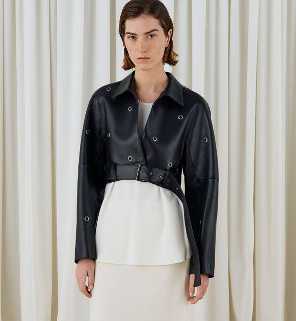 DES PRES「ラムレザーアイレット クロップドブルゾン」|ライダースジャケット|