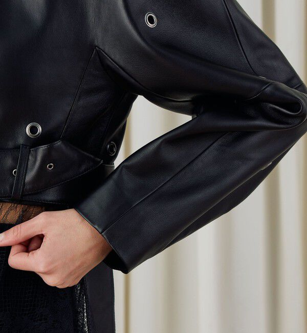 DES PRES「ラムレザーアイレット クロップドブルゾン」|ライダースジャケット|