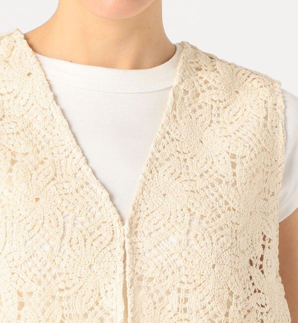 MACPHEE「ウィンドミルクロシェ Vネックベスト」|ベスト・ジレ|