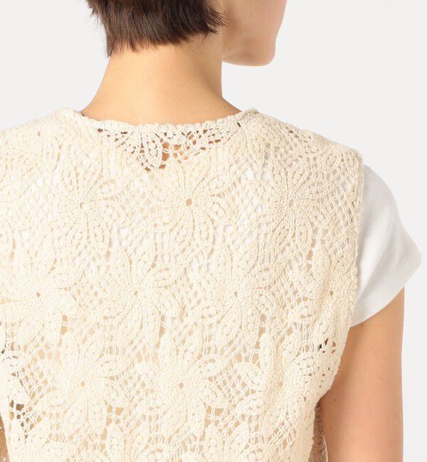 MACPHEE「ウィンドミルクロシェ Vネックベスト」|ベスト・ジレ|