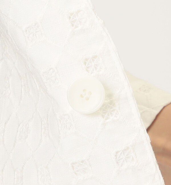 Ballsey「コットンエンブロイダリー Vカラージャケット」|ノーカラージャケット|