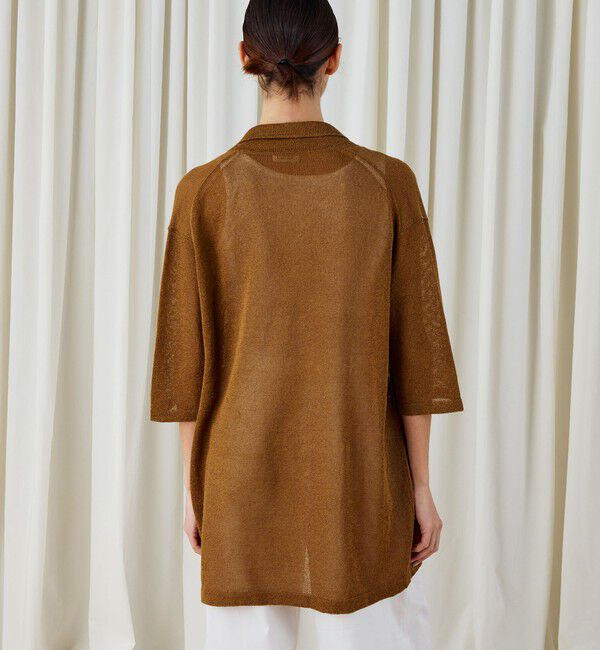 DES PRES「コットンシルクペーパーツイスト ラペルカラーカーディガン」|カーディガン|