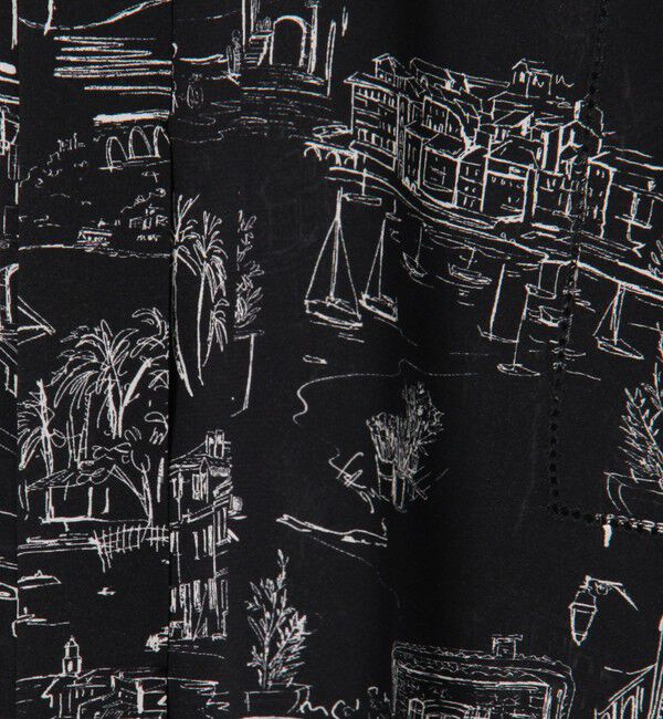 GALERIE VIE「LandScapeシルクストレッチ スタンドネックボックスシャツ」|シャツ・ブラウス|