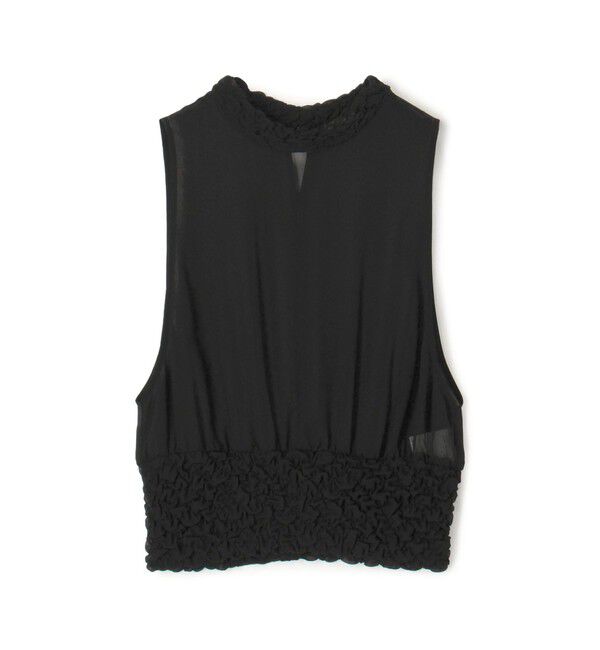 DES PRES「 シャーリングシルク タンクトップ」|シャツ・ブラウス|19 ブラック