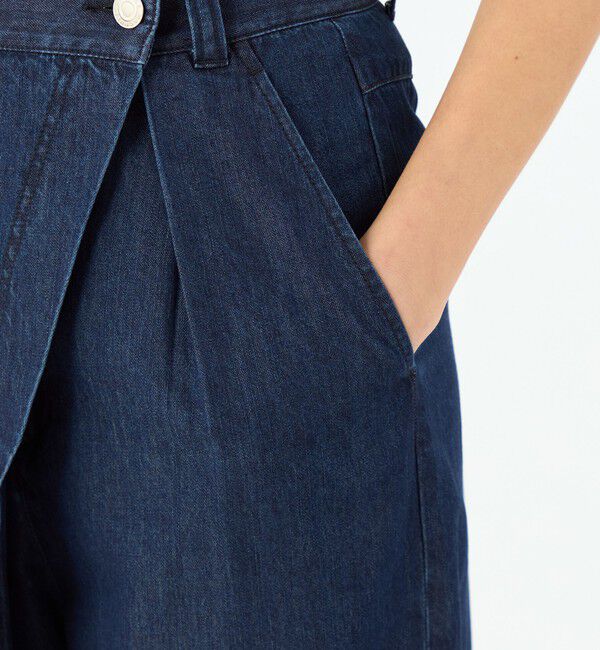 MACPHEE「コットンセルロースデニム アシンメトリータックパンツ」|デニム|