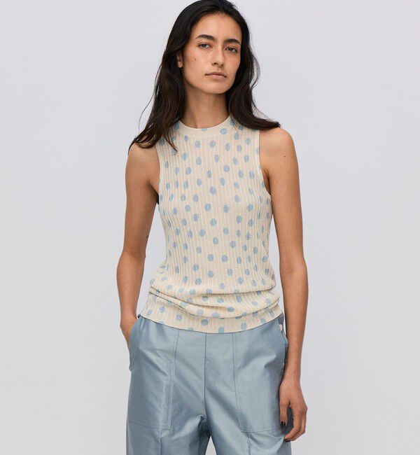 BACCA「レーヨンラメ リブアメリカンスリーブニット」|ニット・セーター|