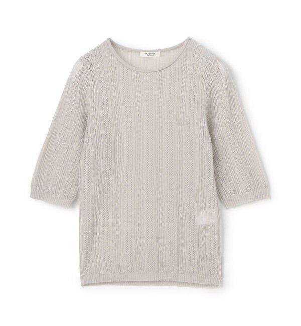 MACPHEE「レーシーアルパカブレンド ハーフスリーブプルオーバー」|ニット・セーター|13 ライトグレー