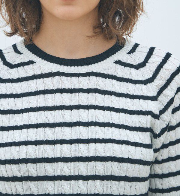 MACPHEE「ギザケーブル ハーフスリーブプルオーバー」|ニット・セーター|