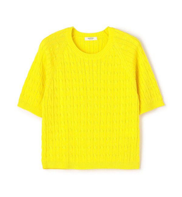 MACPHEE「ギザケーブル ハーフスリーブプルオーバー」|ニット・セーター|23 イエロー