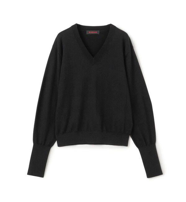 CABaN「コットンカシミヤストレット Vネックプルオーバー」|ニット・セーター|19 ブラック