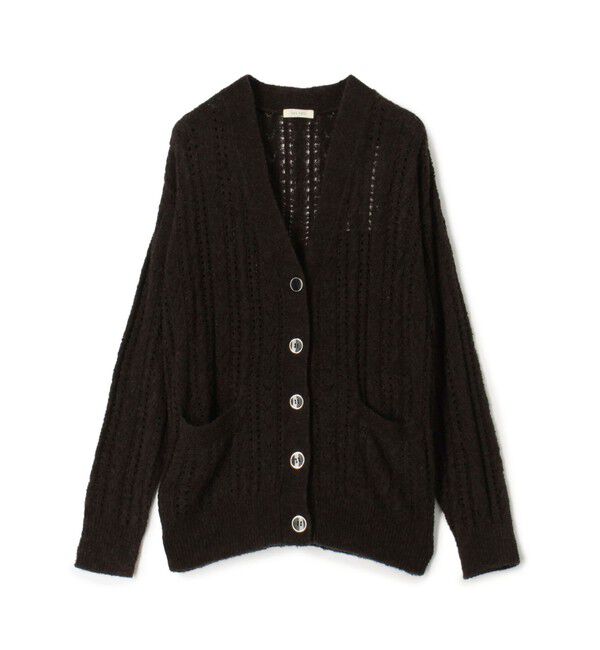 DES PRES「シルクループヤーン アイレット Vネックカーディガン」|カーディガン|49 ダークブラウン