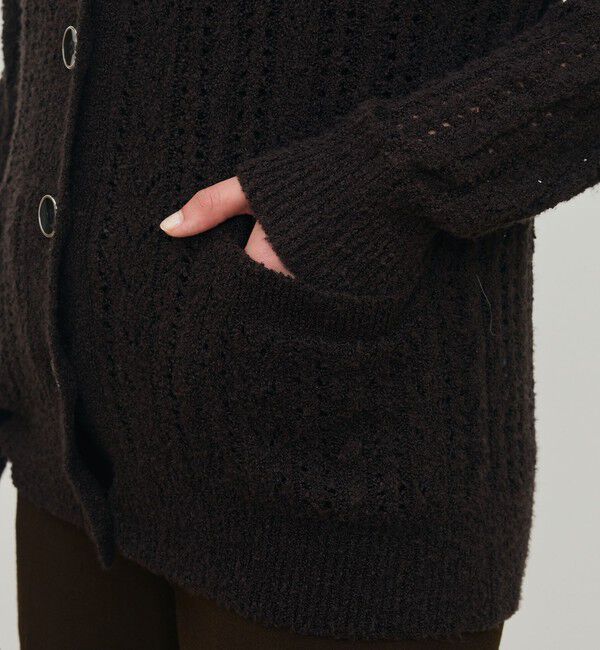 DES PRES「シルクループヤーン アイレット Vネックカーディガン」|カーディガン|