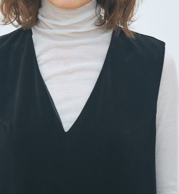 MACPHEE「コットンポリエステルベロア Vネックワンピース」|ワンピース|