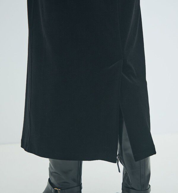 MACPHEE「コットンポリエステルベロア Vネックワンピース」|ワンピース|