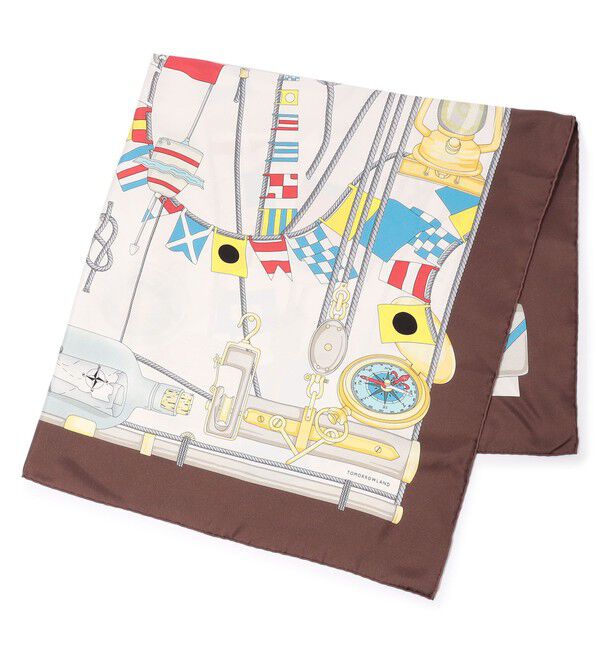 TOMORROWLAND GOODS「Atelier TOMORROWLAND FLAG シルクスカーフ」|バンダナ・スカーフ|42 ブラウン系