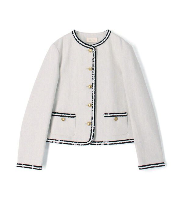 DES PRES「コットンオックスフォード スパンコールブレードジャケット」|ノーカラージャケット|61 ライトブルー