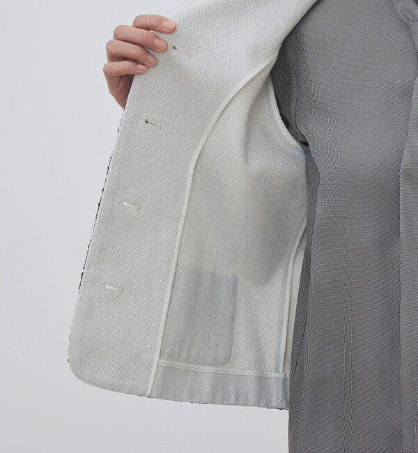 DES PRES「コットンオックスフォード スパンコールブレードジャケット」|ノーカラージャケット|