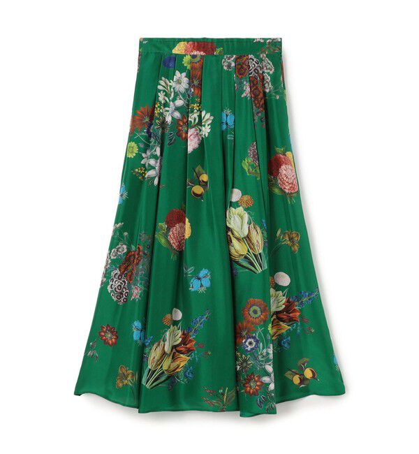 CABaN「シルク BOUQUETプリント フレアスカート」|スカート|56 カーキ系