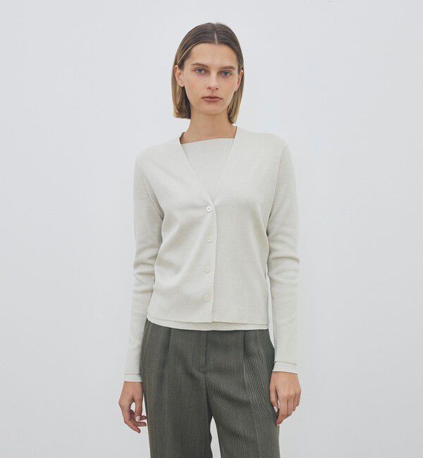 DES PRES「ハイツイストシルクストレッチ Vネックカーディガン」|カーディガン|